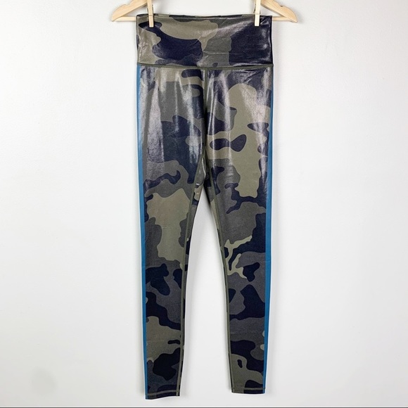 Venor Pants - VENOR High Waisted Shiny Camo Leggings Striped Sides Long Length XS/S 1